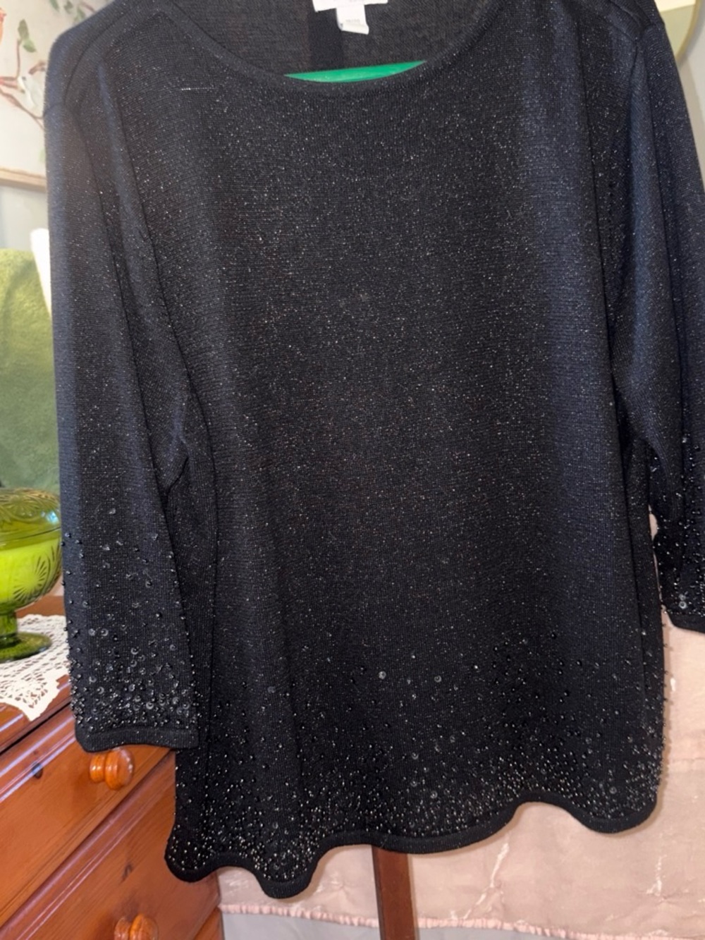 Dress Barn Black Sparkle Embellished Women's Top
